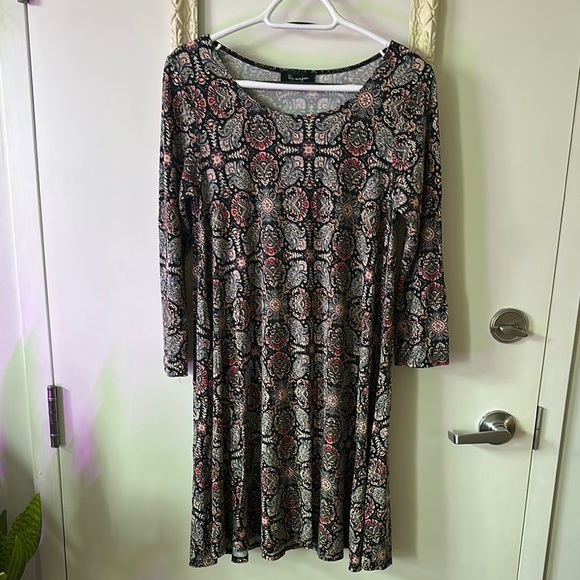 LILY MORGAN | Patterned 3/4 Long Sleeve Dress - Picture 2 of 8